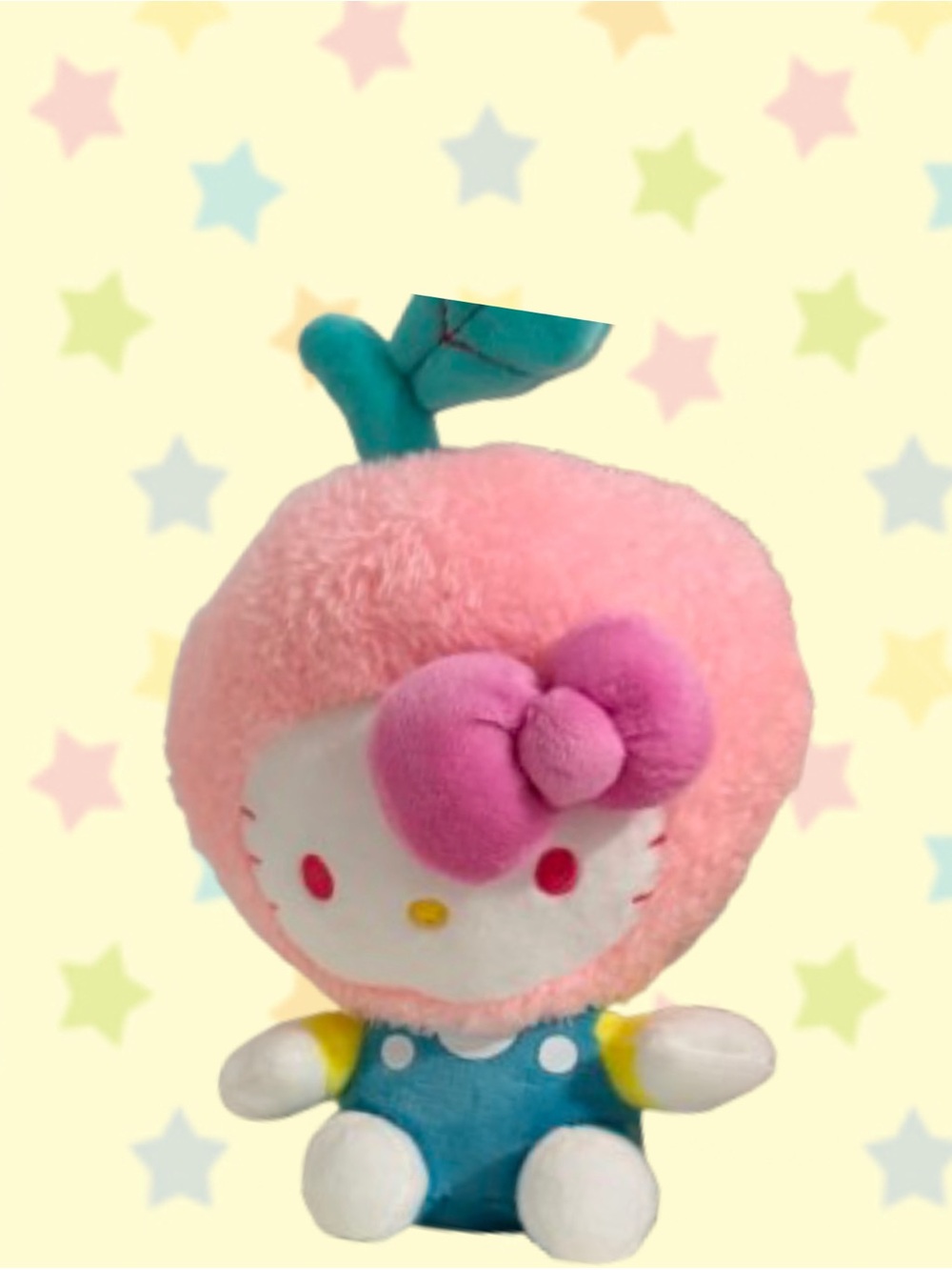 Hello Kitty Pink Peach Plush with Teal Leaf